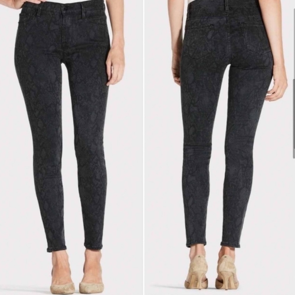 New Woman’s FRAME Le Skinny De Jeanne Python Black & Silver Skinny Jeans - Picture 2 of 16